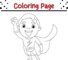 coloração página Super heroi garoto. coloração livro para crianças vetor