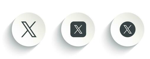conjunto do Novo Twitter logotipo x ícones vetor isolado em branco fundo.
