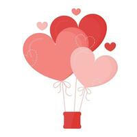vetor coração em forma quente ar balões para namorados