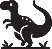mínimo engraçado desenho animado dinossauro vetor silhueta, silhueta, Preto cor, branco fundo 16