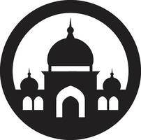 sagrado skylines emblemático mesquita logotipo tranquilo templos mesquita ícone vetor
