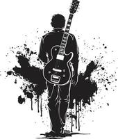 fretboard fantasia músico logotipo gráfico acústico aura guitarrista emblemático ícone vetor