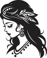 étnico elegância noiva ícone vetor maharanis marca indiano noiva emblema
