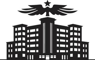 zelador torre clínica icônico emblema médico nexo hospital logotipo emblema vetor