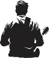 acústico hino músico logotipo arte ritmo devaneio guitarrista icônico emblema vetor