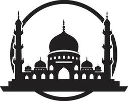 fiel edifício icônico emblemático Projeto crescente crista mesquita ícone Projeto vetor