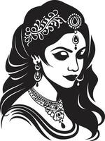 cultural clássico indiano noiva ícone radiante noiva Casamento mulher logotipo vetor