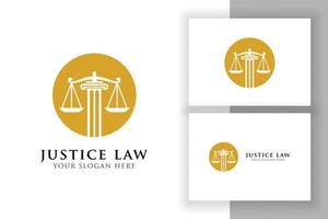 modelo de design de logotipo de lei de justiça. projeto de vetor de logotipo de advogado. escalas e logotipo de ilustração vetorial pilar no círculo