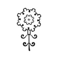 hortênsias, estilizado linear esboço do uma em camadas flor, vetor sem cor