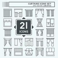 ícone conjunto cortinas. relacionado para casa decoração símbolo. linha estilo. simples Projeto editável. simples ilustração vetor