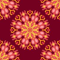 amarelo vermelho mandala floral criativo desatado padronizar Projeto fundo vetor ilustração