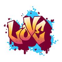 Plano moderno grafite amor Lettering ilustração vetorial