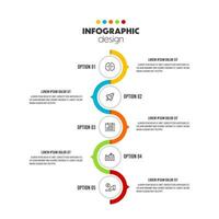 vetor infográfico modelo para negócios. 5 degrau Linha do tempo diagrama apresentação infográfico.