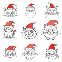 acolhedor Natal gatinha, minimalista adorável gato Projeto com vermelho santa chapéu vetor