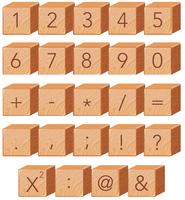 Símbolo de fonte de bloco de números de madeira vetor