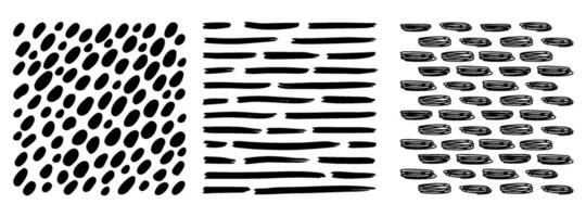 pequeno traço padronizar pontilhado linhas textura. Preto e branco vetor incubação rabisco orgânico formas. curto linha traços escova mão desenhado aleatória golpes moda simples gráfico retro impressão Projeto ilustração