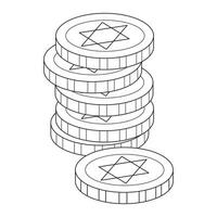 moedas, judaico moedas. feliz hanukkah ilustração. vetor