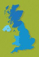 Unidos reino mapa com regiões azul político mapa verde fundo vetor ilustração