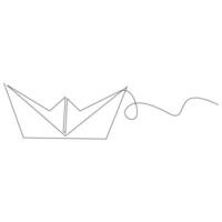 contínuo papel barco solteiro linha esboço vetor arte desenhando e simples 1 linha minimalista Projeto
