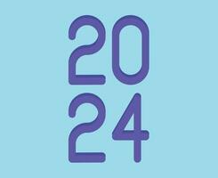 2024 feliz Novo ano abstrato roxa gráfico Projeto vetor logotipo símbolo ilustração com ciano fundo