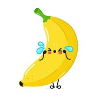 triste banana personagem. vetor mão desenhado desenho animado kawaii personagem ilustração ícone. isolado em branco fundo. triste banana personagem conceito