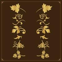 dourado vintage floral elementos arte deco estilo decorativo fronteira quadros e divisores. vetor