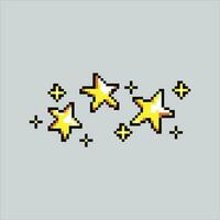 pixel arte ilustração estrelas. pixelizada amarelo estrela. espaço amarelo brilhante estrelas pixelizada para a pixel arte jogos e ícone para local na rede Internet e vídeo jogo. velho escola retrô. vetor