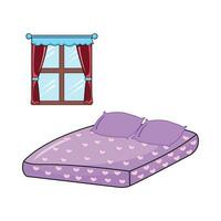 Duplo cama dentro quarto com janela ilustração vetor