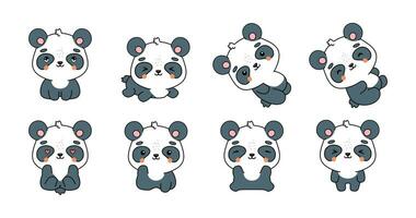 conjunto do kawaii panda ilustração coleção vetor