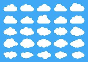nuvens silhuetas. vetor conjunto do nuvens formas. coleção do vários formulários e contornos. Projeto elementos para a clima previsão, rede interface ou nuvem armazenamento formulários