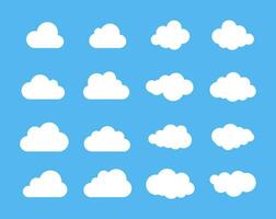 nuvens silhuetas. vetor conjunto do nuvens formas. coleção do vários formulários e contornos. Projeto elementos para a clima previsão, rede interface ou nuvem armazenamento formulários