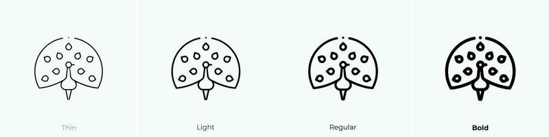 pavão ícone. afinar, luz, regular e negrito estilo Projeto isolado em branco fundo vetor