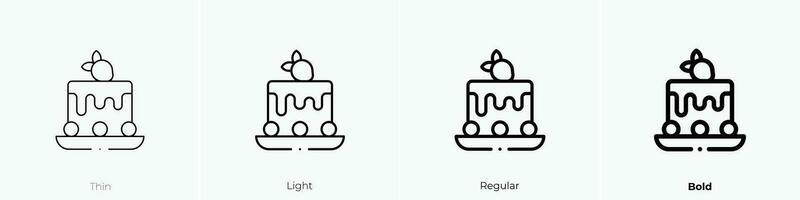 peça do bolo ícone. afinar, luz, regular e negrito estilo Projeto isolado em branco fundo vetor