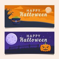 banners de halloween com abóbora vetor