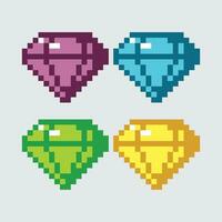 pixel arte diamante conjunto vetor ilustração