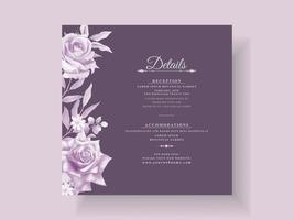 modelo de convite de casamento floral roxo vetor