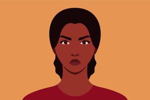retrato de uma mulher afro-americana com raiva vetor