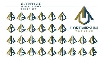 conjunto do geométrico pirâmide carta t tt logotipo Projeto vetor