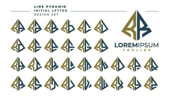 conjunto do geométrico pirâmide carta r rr logotipo Projeto vetor