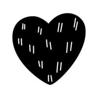 mão desenhado Preto coração amor com branco linhas. vetor logotipo ícone ilustração. decoração para cumprimento cartão, casamento, caneca, foto sobreposições, camiseta imprimir, folheto, poster Projeto