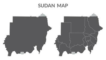 Sudão mapa. mapa do Sudão dentro cinzento cor vetor