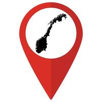 vermelho ponteiro ou PIN localização com mapa da noruega dentro. mapa do Noruega vetor