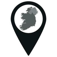 Preto ponteiro ou PIN localização com Irlanda e norte mapa dentro. mapa do Irlanda e norte vetor
