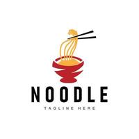 ramen macarrão logotipo simples macarrão e tigela Projeto inspiração chinês Comida modelo ilustração vetor