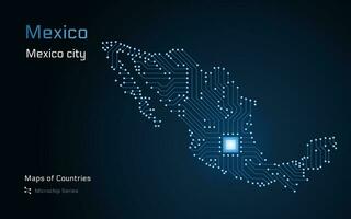 México mapa com uma capital do México cidade mostrando dentro uma microchip padronizar. e-governo. mundo países vetor mapas. microchip Series