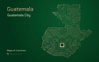 Guatemala mapa com uma capital do Guatemala cidade mostrando dentro uma microchip padronizar. e-governo. tsmc. mundo países vetor mapas. microchip Series