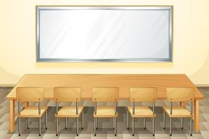 Sala de aula com quadro branco e cadeiras vetor
