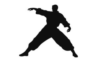 uma tai chi pose Preto silhueta vetor isolado em uma branco fundo