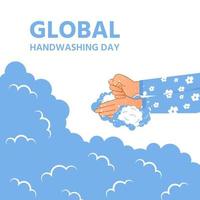 dia mundial de lavagem de mãos lave as mãos com bolhas de sabão vetor
