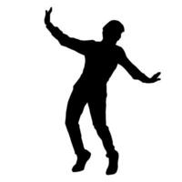 silhueta do uma masculino dançarino dentro açao pose. silhueta do uma fino homem dentro dançando pose. vetor